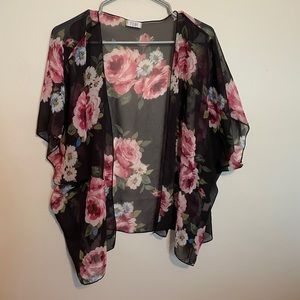 Sheer Black/Floral Kimono from Tobi
